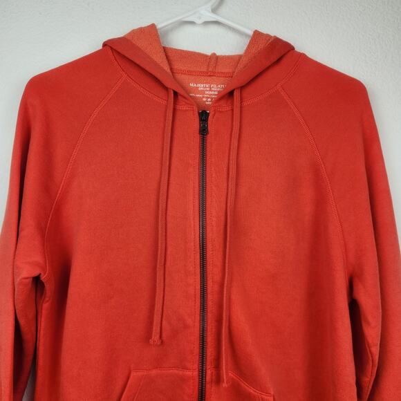 Majestic Filatures Men Zip Up Sweatshirt Hoodie Size Medium Orange NWT - Picture 2 of 7